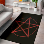 Red Pentagram Symbol Print Area Rug