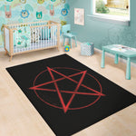 Red Pentagram Symbol Print Area Rug