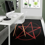 Red Pentagram Symbol Print Area Rug