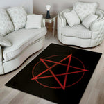 Red Pentagram Symbol Print Area Rug