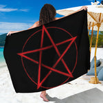 Red Pentagram Symbol Print Beach Sarong Wrap