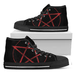 Red Pentagram Symbol Print Black High Top Shoes
