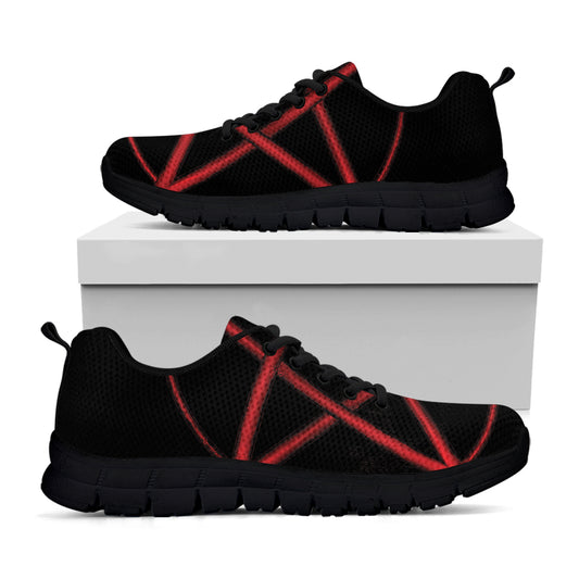Red Pentagram Symbol Print Black Sneakers