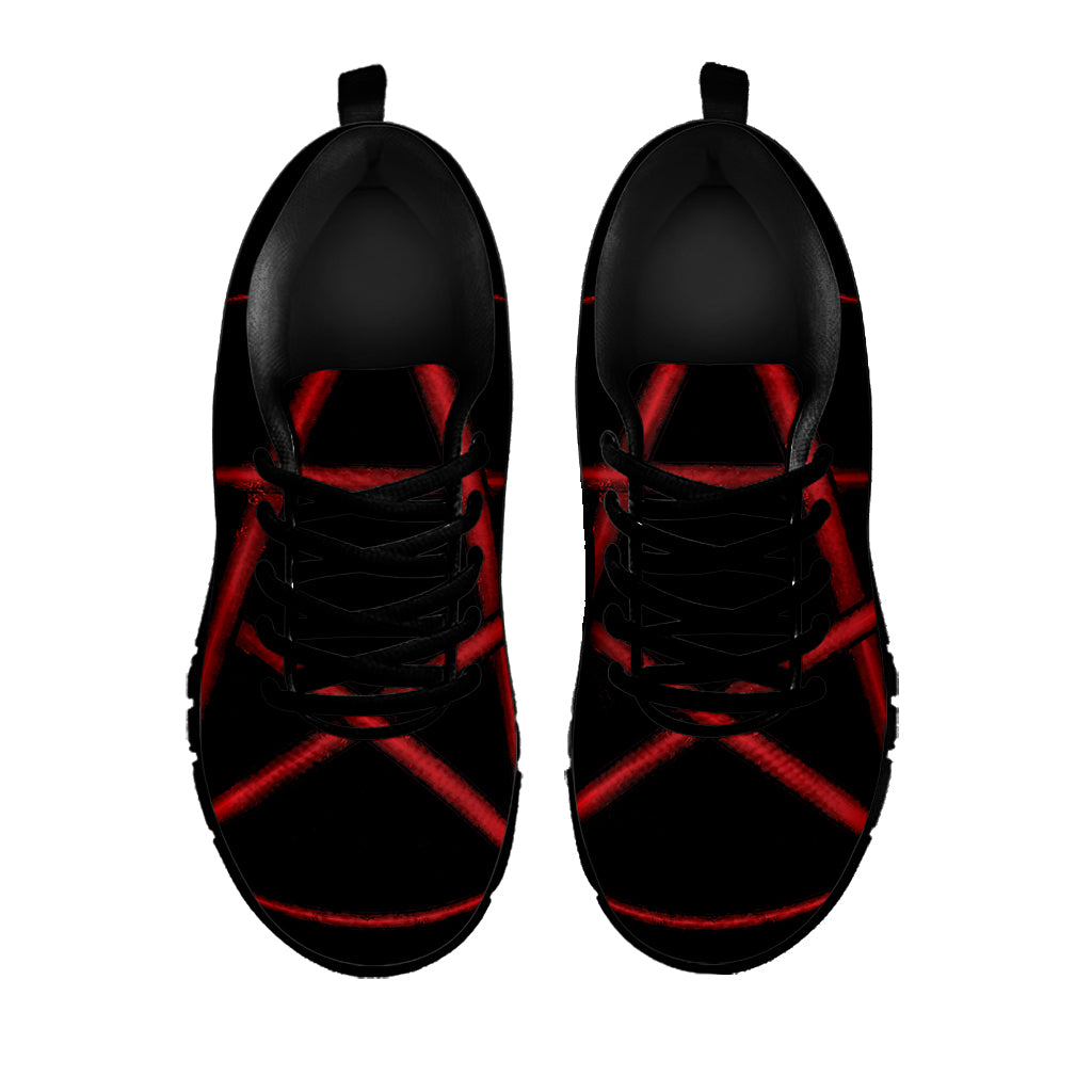 Red Pentagram Symbol Print Black Sneakers