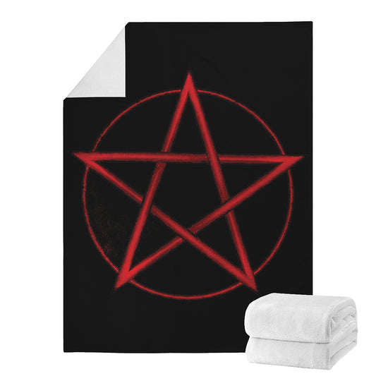Red Pentagram Symbol Print Blanket