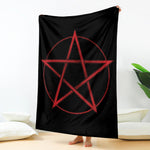 Red Pentagram Symbol Print Blanket