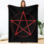 Red Pentagram Symbol Print Blanket