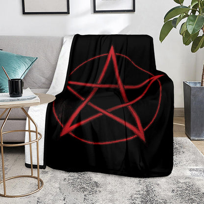Red Pentagram Symbol Print Blanket