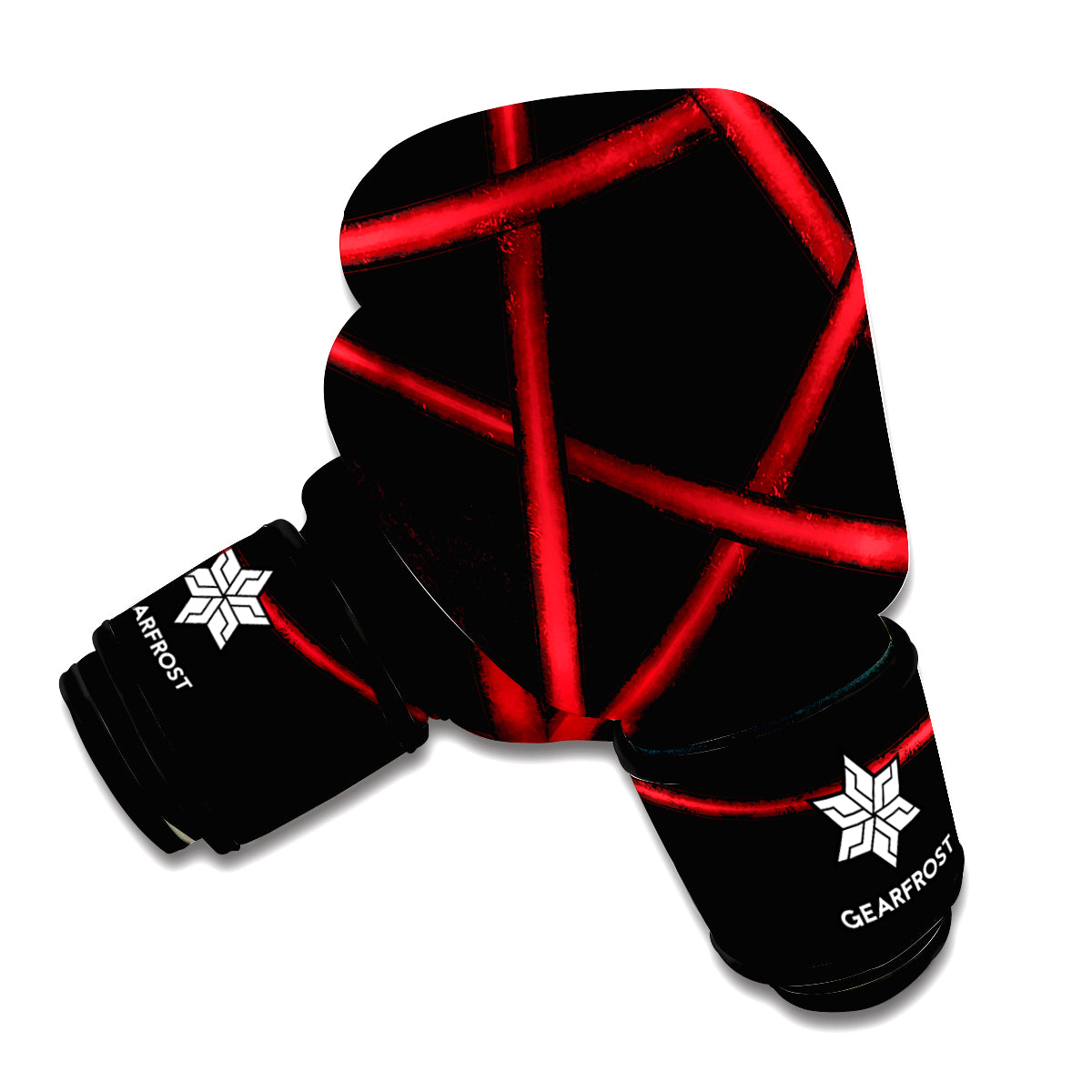 Red Pentagram Symbol Print Boxing Gloves
