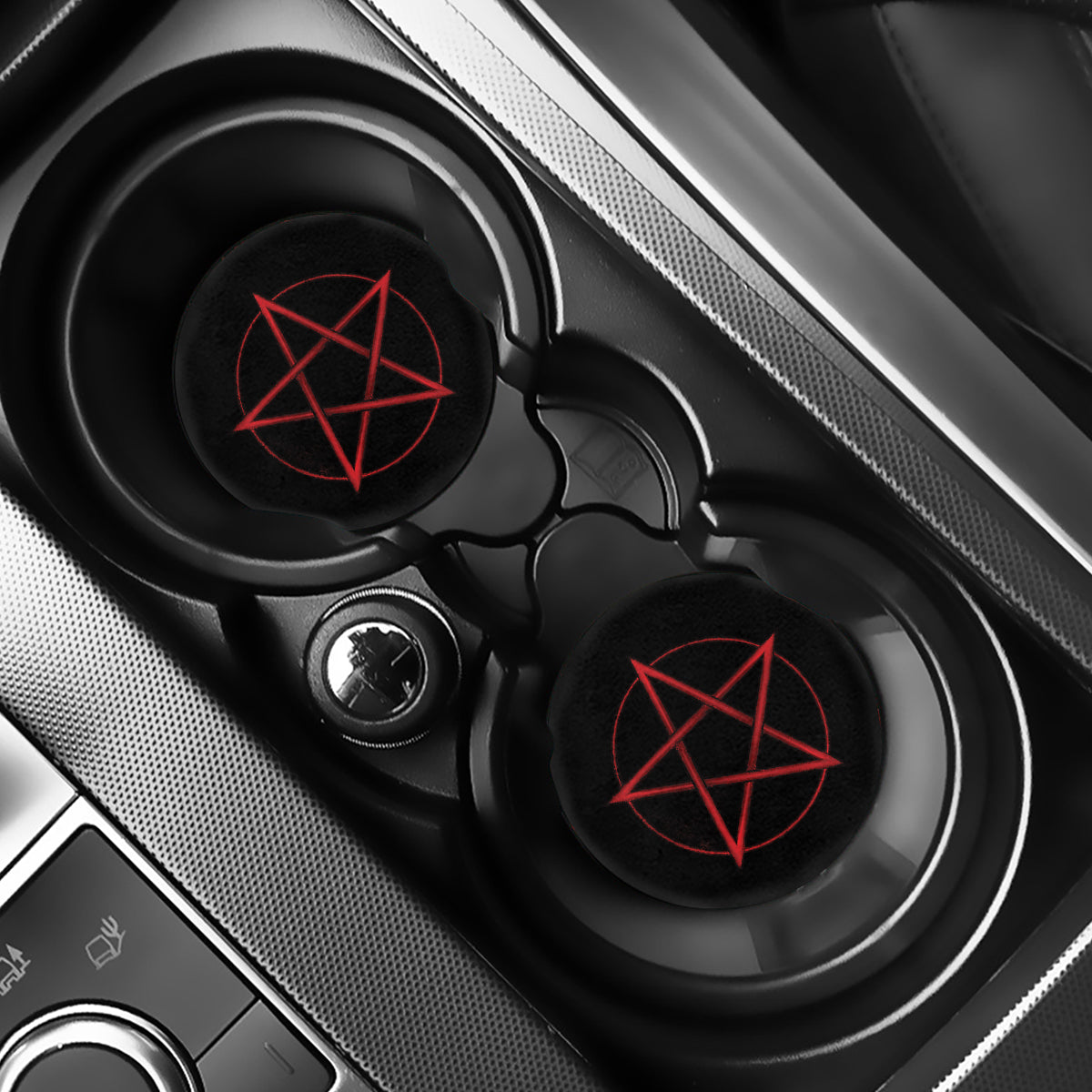 Red Pentagram Symbol Print Car Coasters