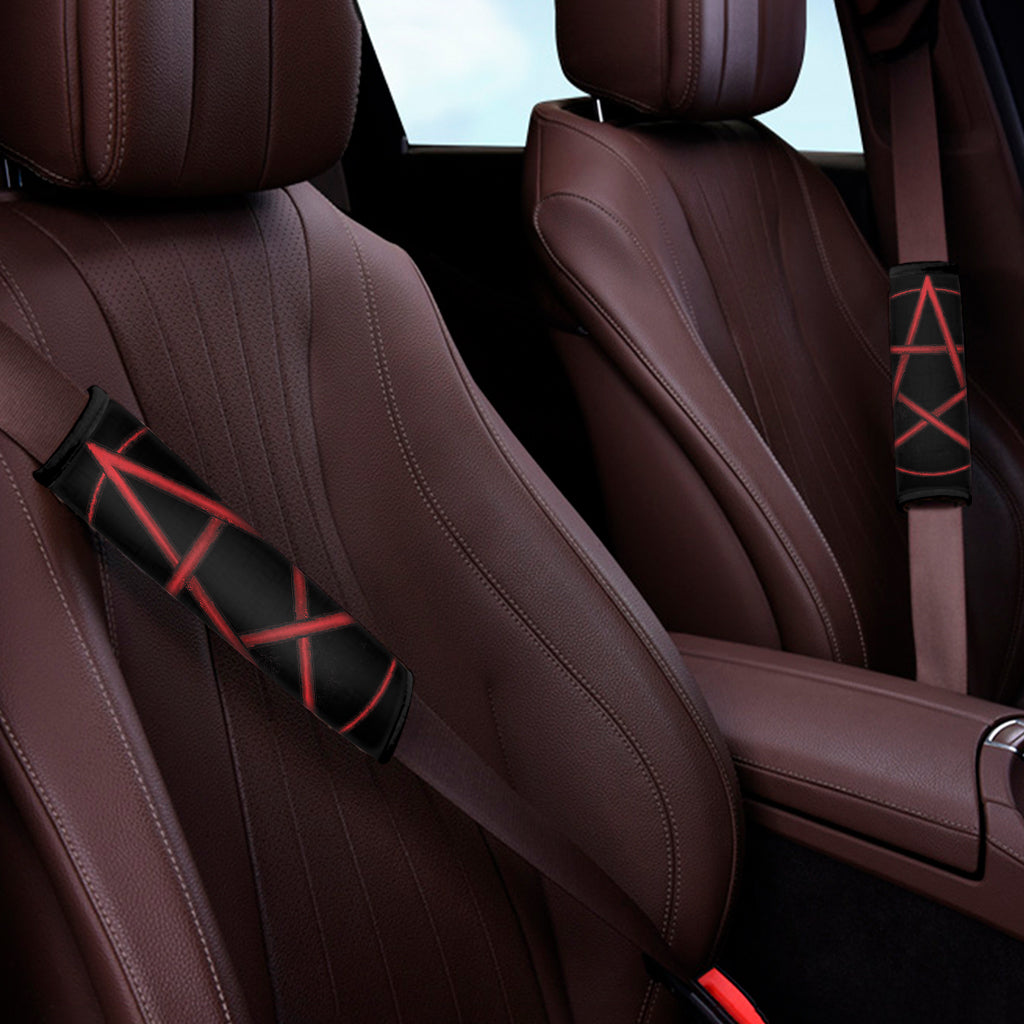 Red Pentagram Symbol Print Car Seat Belt Covers