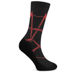 Red Pentagram Symbol Print Crew Socks