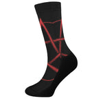 Red Pentagram Symbol Print Crew Socks