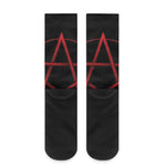 Red Pentagram Symbol Print Crew Socks