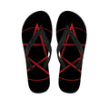 Red Pentagram Symbol Print Flip Flops