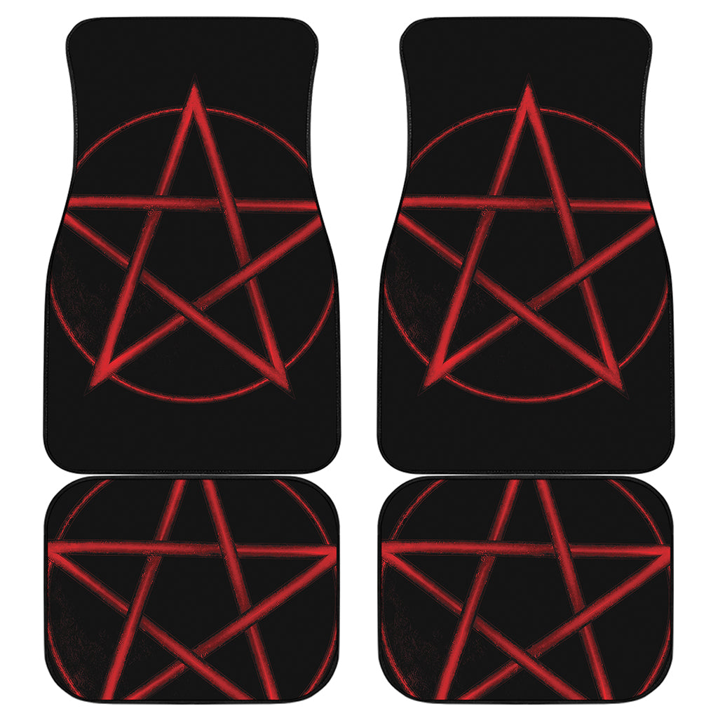 Red Pentagram Symbol Print Front and Back Car Floor Mats