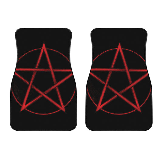 Red Pentagram Symbol Print Front Car Floor Mats