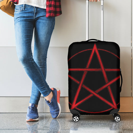 Red Pentagram Symbol Print Luggage Cover