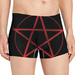 Red Pentagram Symbol Print Men's Boxer Briefs