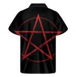 Red Pentagram Symbol Print Men's Short Sleeve Shirt