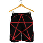 Red Pentagram Symbol Print Men's Shorts