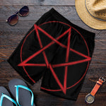 Red Pentagram Symbol Print Men's Shorts