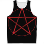 Red Pentagram Symbol Print Men's Tank Top