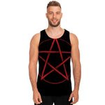 Red Pentagram Symbol Print Men's Tank Top