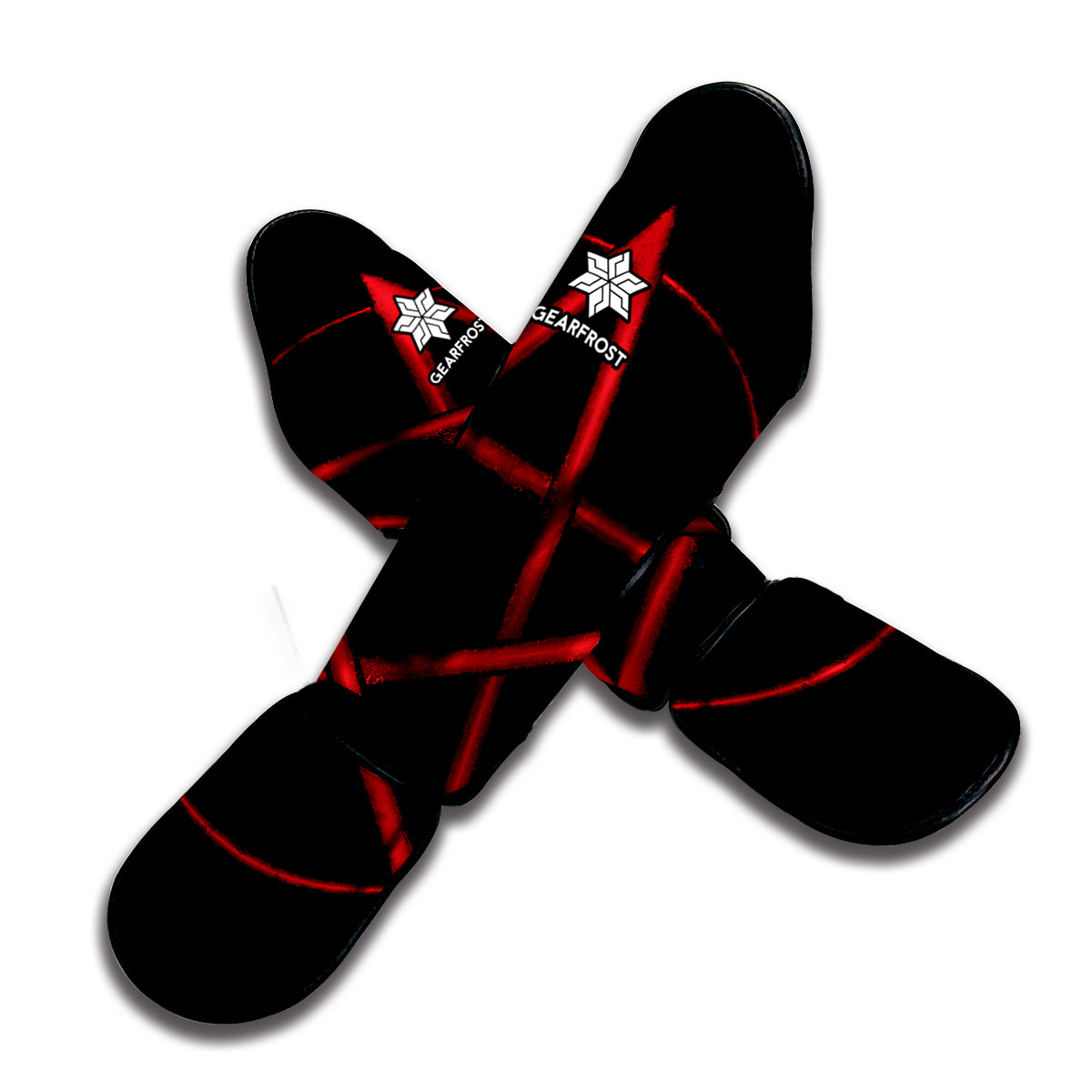 Red Pentagram Symbol Print Muay Thai Shin Guard