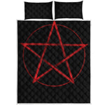 Red Pentagram Symbol Print Quilt Bed Set