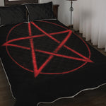 Red Pentagram Symbol Print Quilt Bed Set
