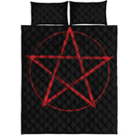 Red Pentagram Symbol Print Quilt Bed Set