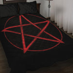 Red Pentagram Symbol Print Quilt Bed Set