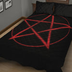 Red Pentagram Symbol Print Quilt Bed Set