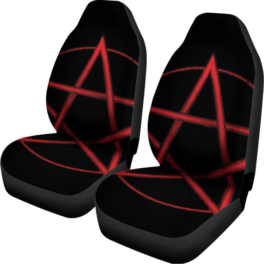 Red Pentagram Symbol Print Universal Fit Car Seat Covers
