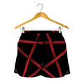 Red Pentagram Symbol Print Women's Shorts