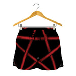 Red Pentagram Symbol Print Women's Shorts