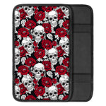 Red Peony Skull Pattern Print Car Center Console Cover