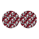 Red Peony Skull Pattern Print Car Coasters
