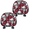 Red Peony Skull Pattern Print Car Headrest Covers