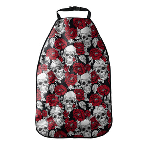 Red Peony Skull Pattern Print Car Seat Organizers