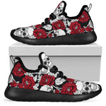Red Peony Skull Pattern Print Mesh Knit Shoes GearFrost