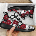 Red Peony Skull Pattern Print Mesh Knit Shoes