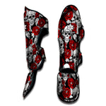 Red Peony Skull Pattern Print Muay Thai Shin Guard