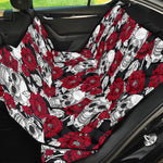 Red Peony Skull Pattern Print Pet Car Back Seat Cover