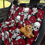Red Peony Skull Pattern Print Pet Car Back Seat Cover
