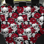 Red Peony Skull Pattern Print Pet Car Back Seat Cover