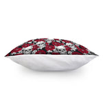 Red Peony Skull Pattern Print Pillow Cover