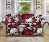 Red Peony Skull Pattern Print Sofa Protector