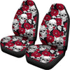 Red Peony Skull Pattern Print Universal Fit Car Seat Covers